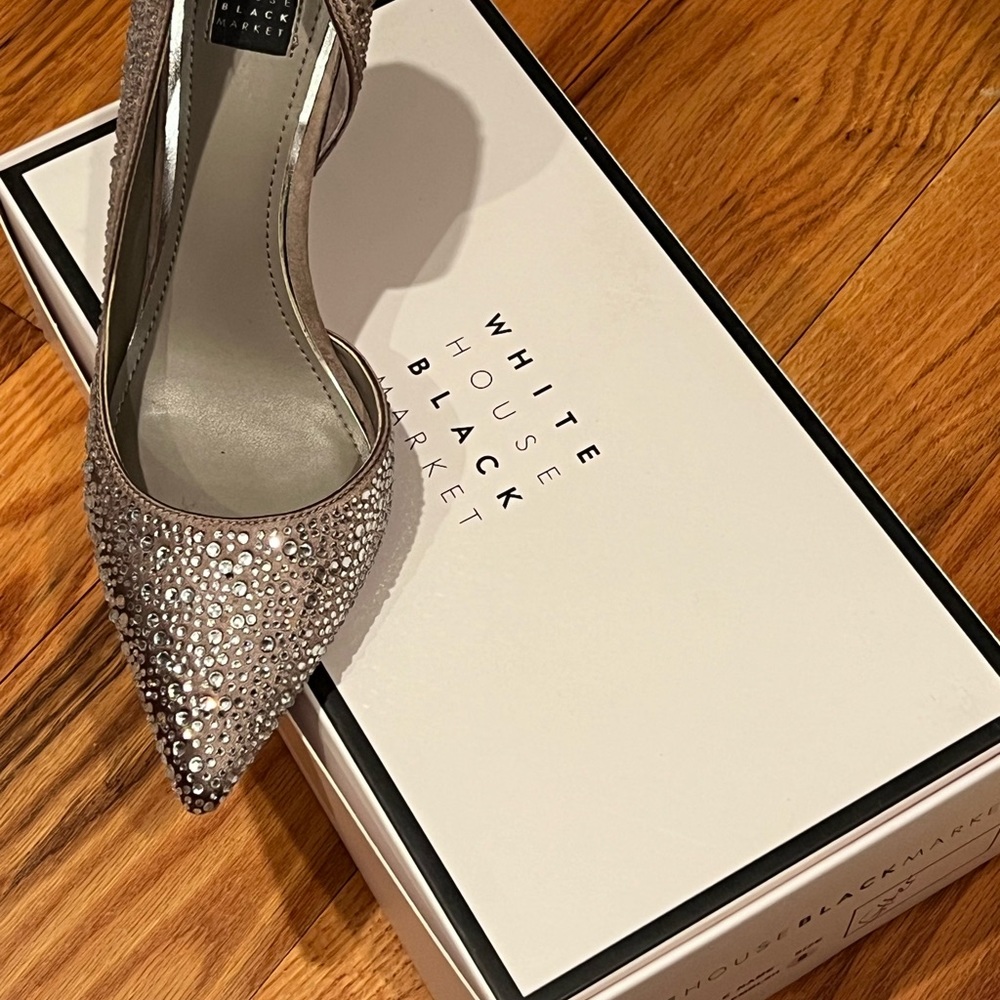 White House Black Market high heel shoes, glitter, size 8
